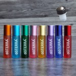 10ml amber Doterra glass essential oil bottle with steel roller and black ring head E001137